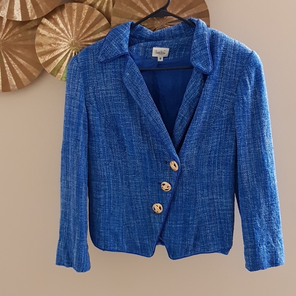 Neiman Marcus  silk lining Blue women's jacket